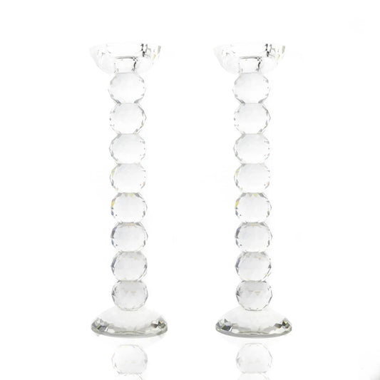 Pair of 12" Crystal Ball Candlesticks