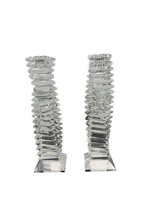 Twisted Stack - Crystal Candlesticks Set Of 2