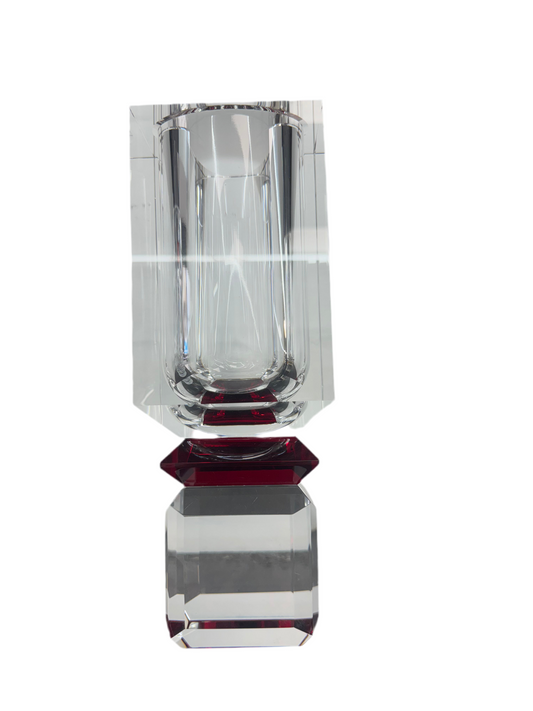 Crystal Glass Vase Red Base