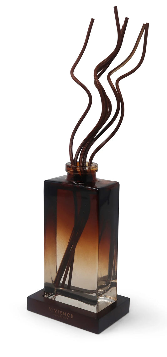 Reed Diffuser With Black Curvy Reeds And Wooden Tray