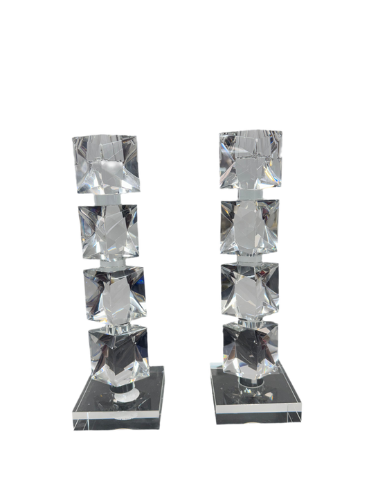 Flat Cubed - Crystal Candlesticks Set Of 2