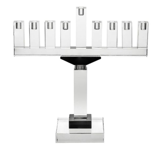 Crystal Menorah with Black accents - 13”