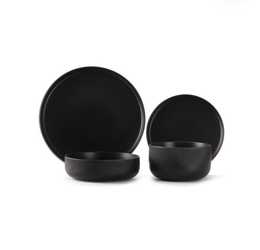 Vikko - Whisper, Black, 16 Pc Dinnerware Set, Service for 4