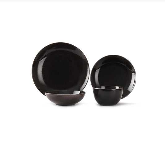 Vikko - Haven, Black, 16 Pc Dinnerware Set, Service for 4