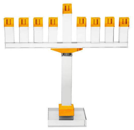Crystal Large Menorah with Amber Accents- Large