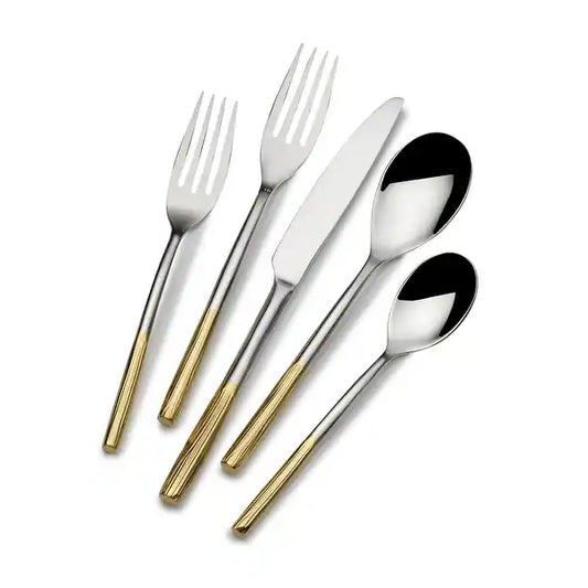 Ummi Gold Accent, 20pc 18/10 Stainless Steel Flatware Set