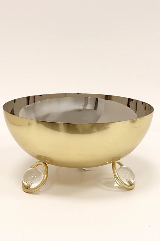 Salad Bowl Silver Inner Gold Outer with Ball Legs - 9.1"D