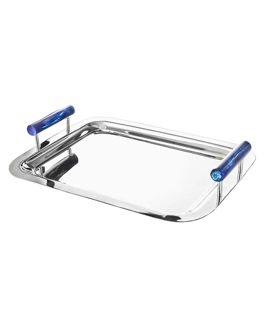 Azure Blue Resin & Stainless Steel Tray