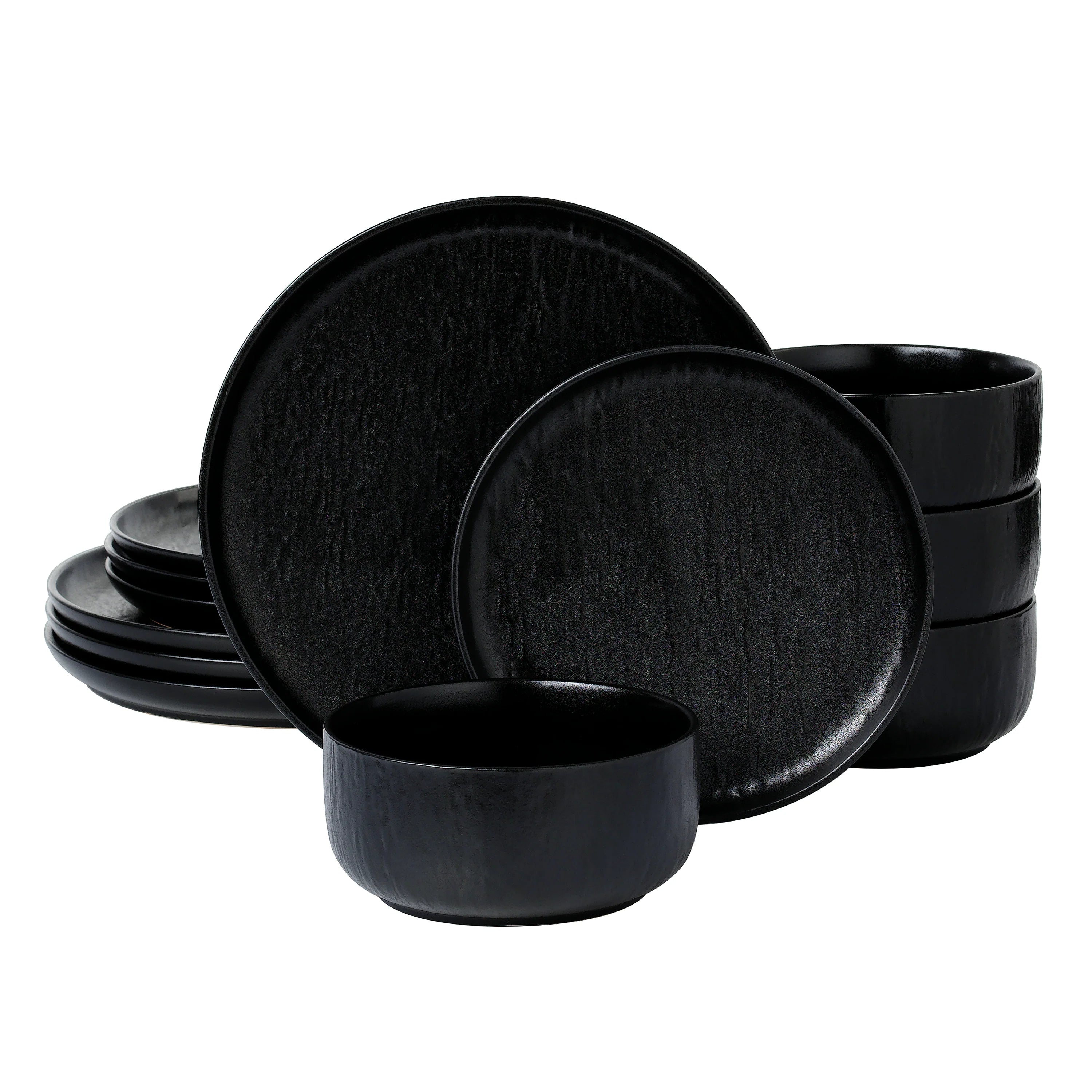 Ari Black 12 Piece Dinnerware Set – Golden Touch