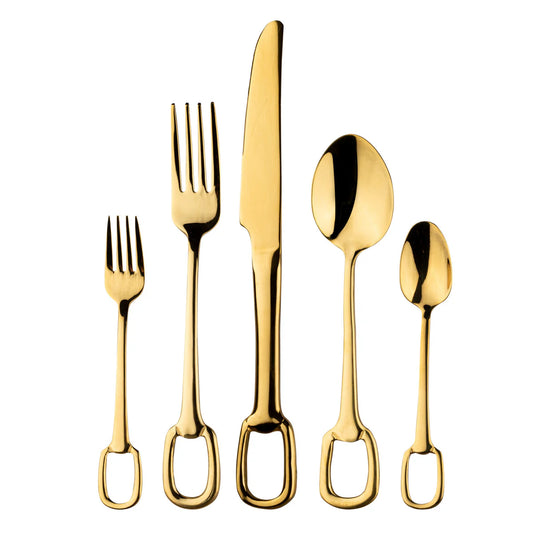 Venice Mirror Full Gold Flatware 18/10 SS 20 Pc Flatware Set