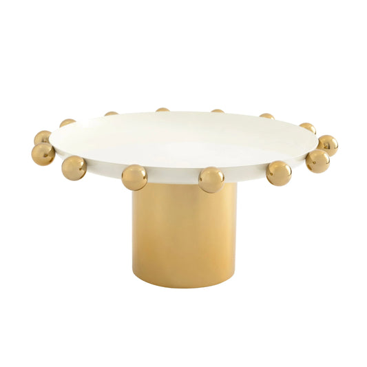 Temari White & Gold Footed Cake Stand