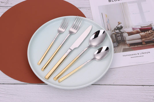 Simplicite 60 Pc Flatware With Graduated Gold Handles, Service For 12