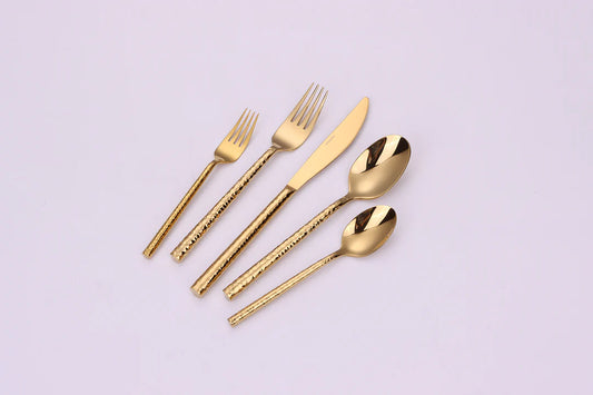 Pexo 20 Pc Gold Flatware Set, Service For 12
