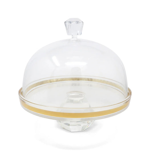 Glass Cake Dome With Colored Diamond Base And Knob, 13"D
VCP5088