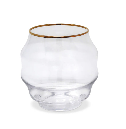 Set Of 6 Unique Shaped Glasses With Gold Rim