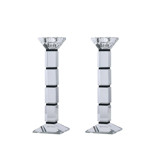 Crystal Candlesticks Square Design Set of 2 - Black