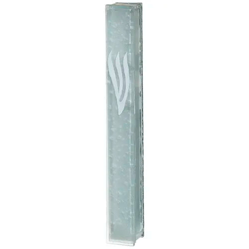 Matte Glass Mezuzah With Silicon Cork 15 Cm - White "Shin", "Bubbles" Design
