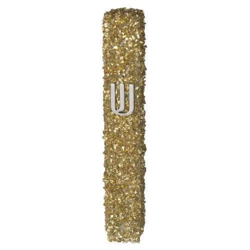 Golden Glass Mezuzah With Stones 20 Cm