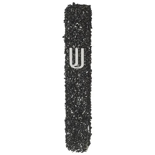 Black Glass Mezuzah With Stones 20 Cm