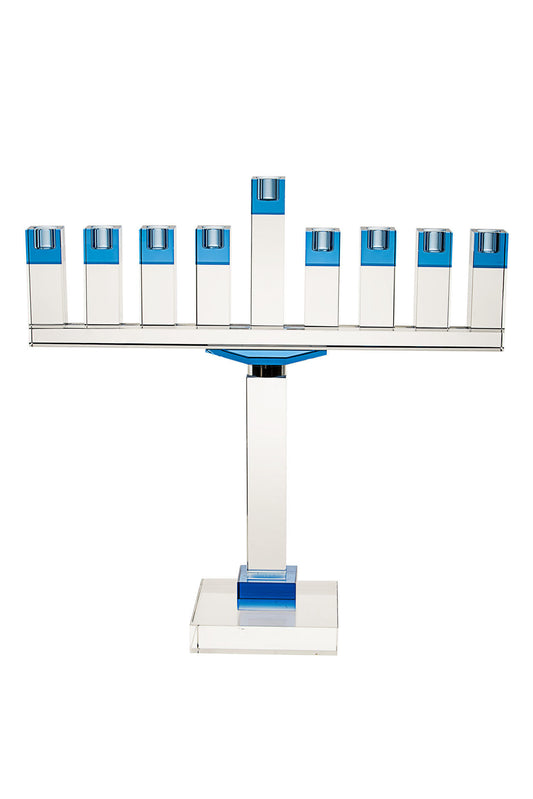 Crystal Large Menorah with Blue accents - 19”