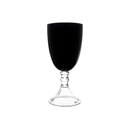 Iris, Black, Clear Stem, Glass Goblet, 18 Oz- Set of 6