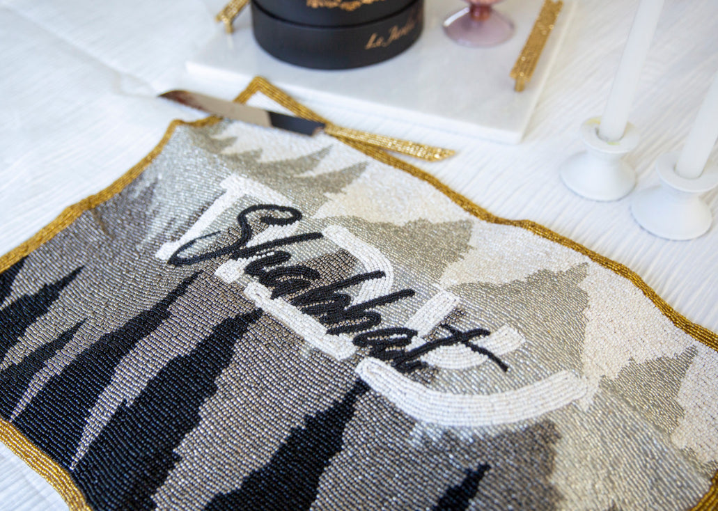 Beaded Challah Cover- Ombre Crest