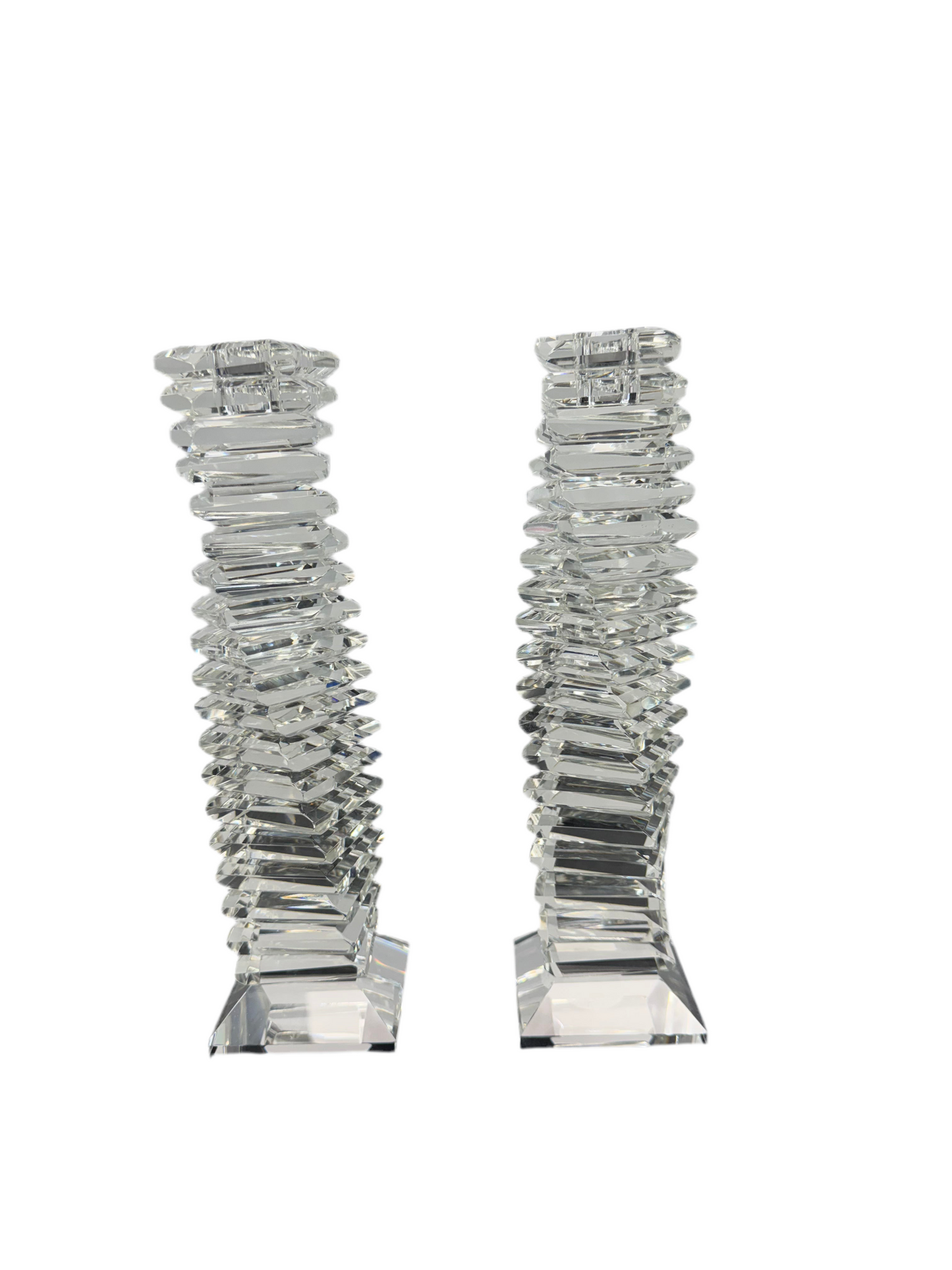 Twisted Stack - Crystal Candlesticks Set Of 2