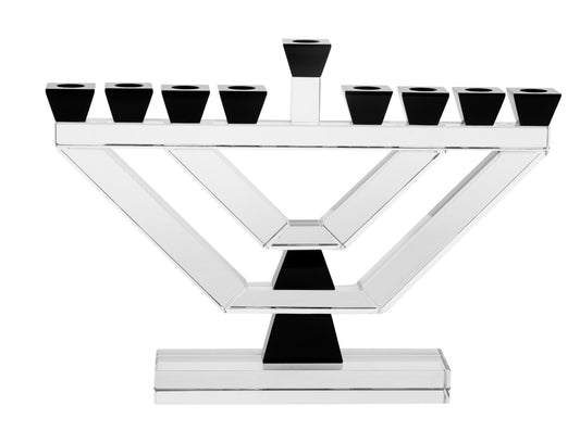Crystal V Menorah with Black Accents