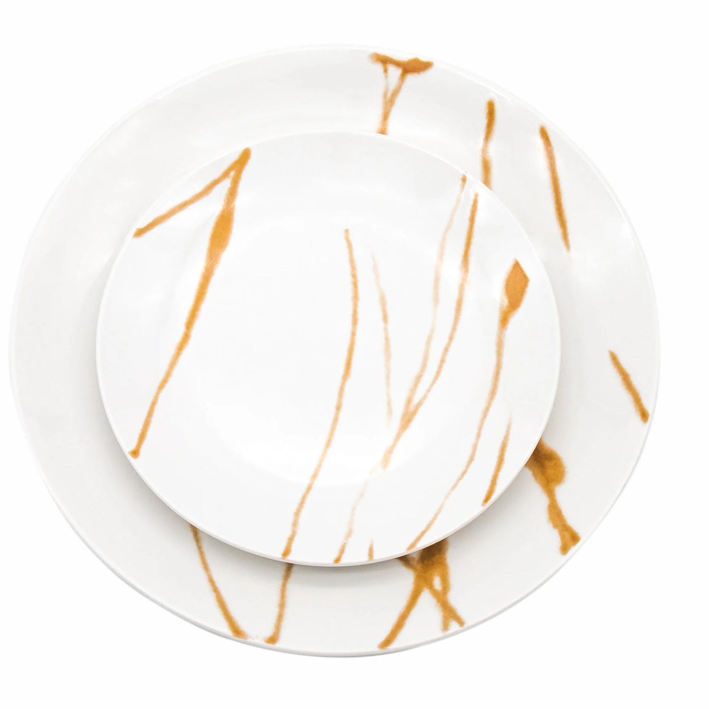 Boulon Gold Porcelain 12 Piece Dinnerware Set, Service For 4