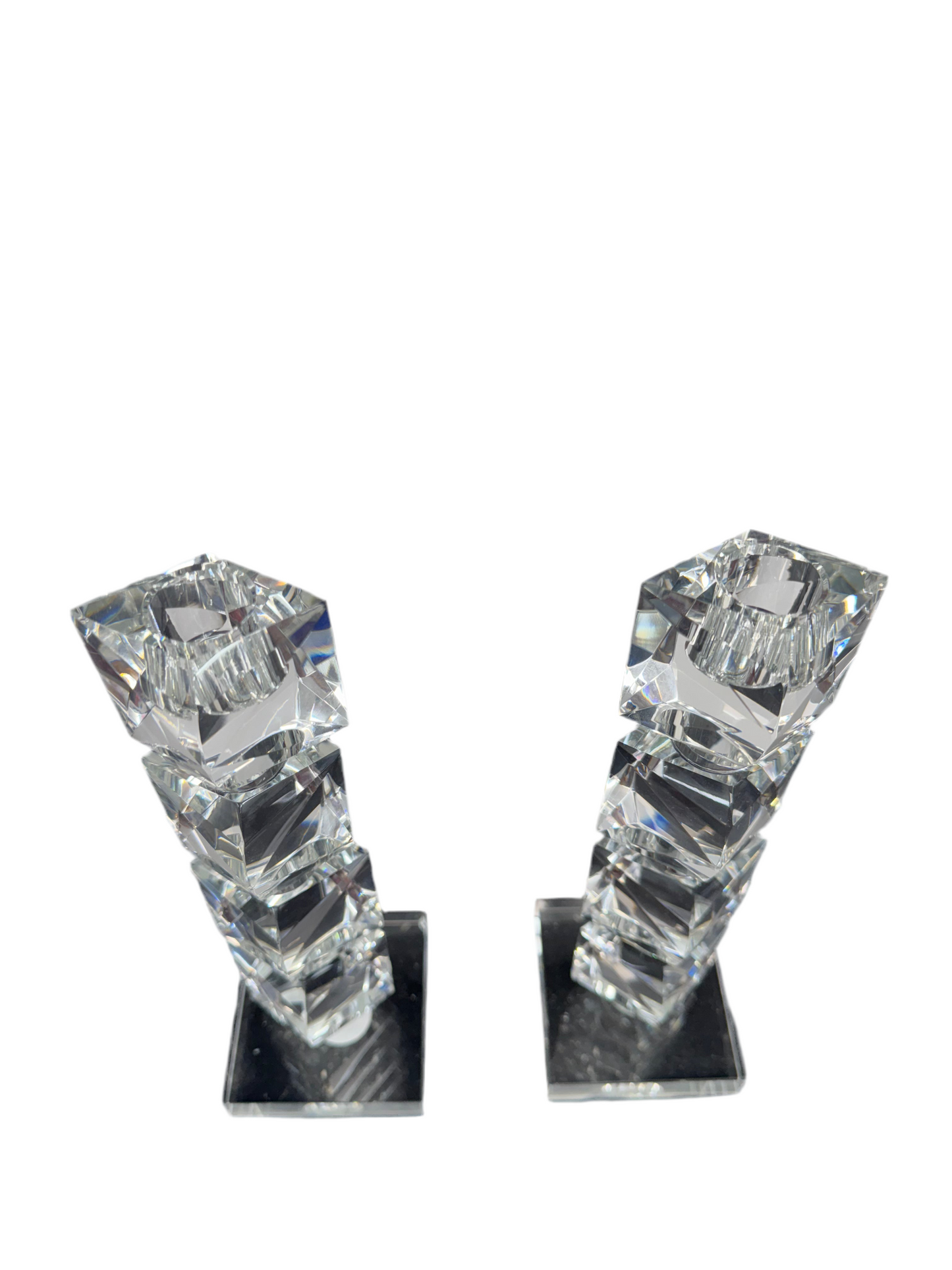 Flat Cubed - Crystal Candlesticks Set Of 2