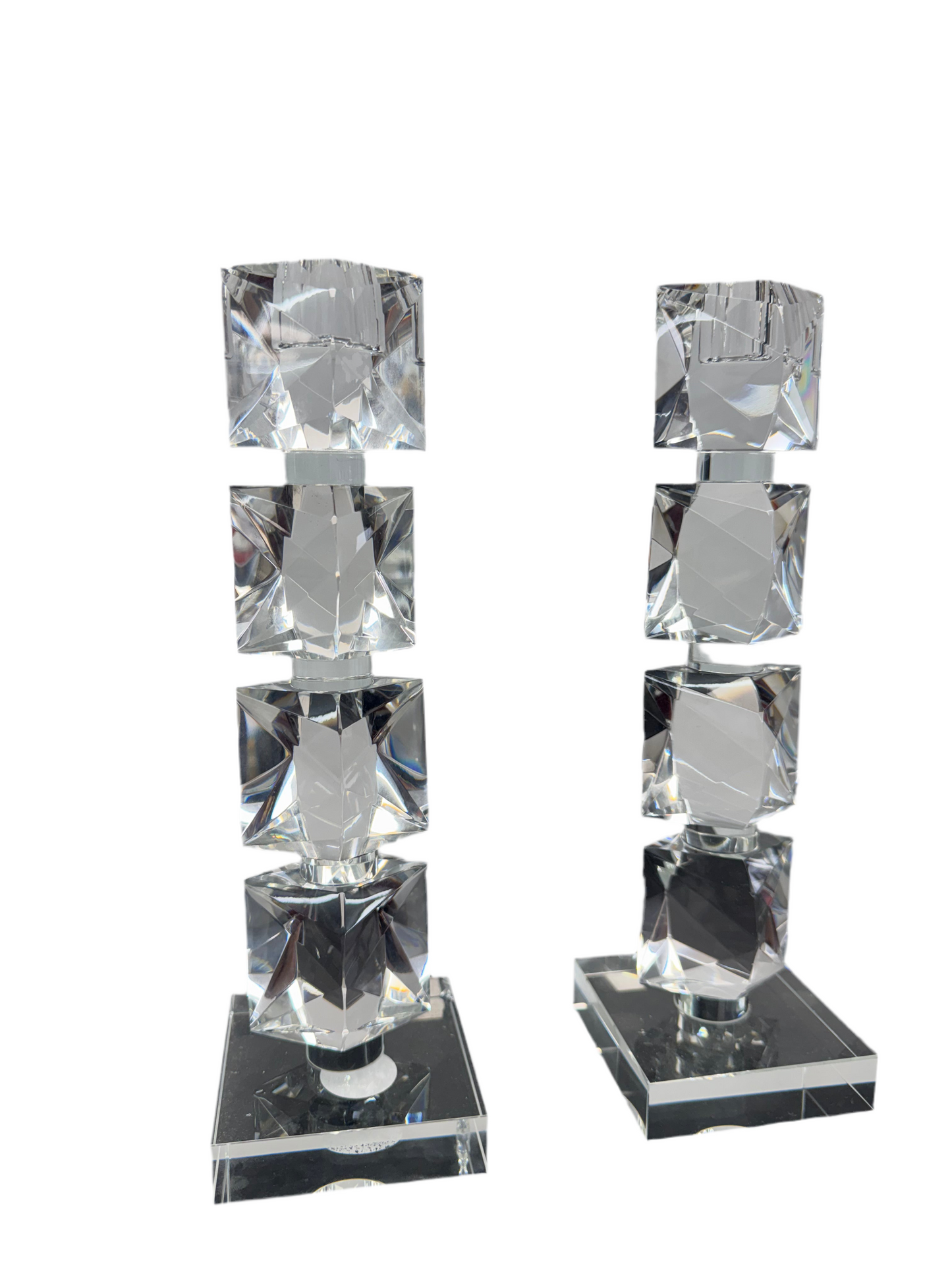 Flat Cubed - Crystal Candlesticks Set Of 2