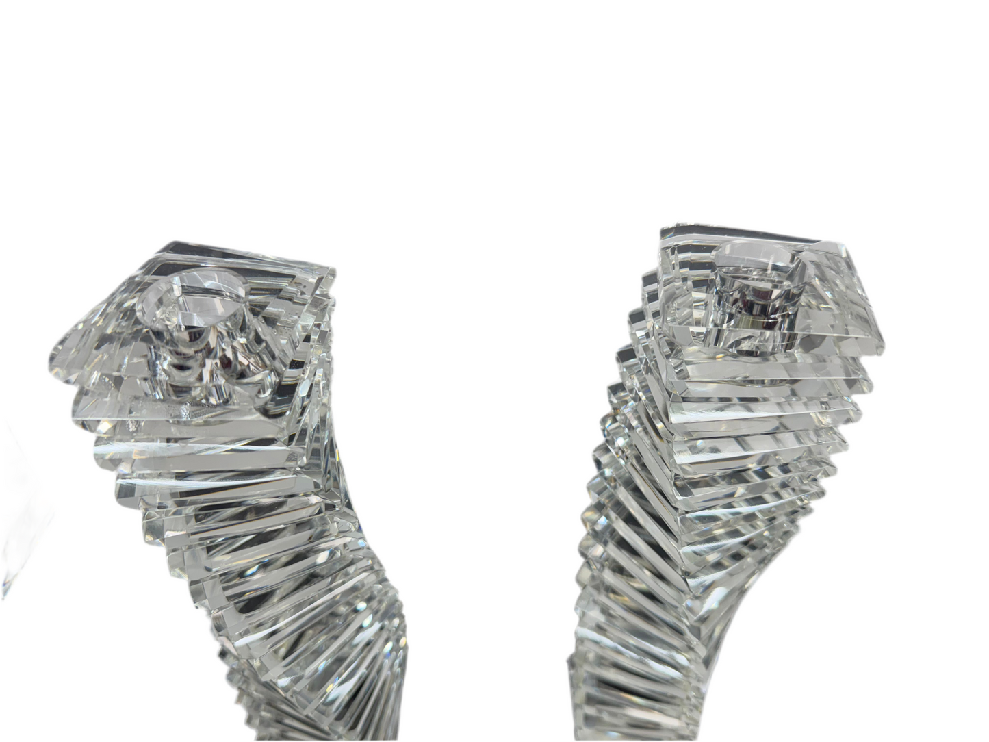 Twisted Stack - Crystal Candlesticks Set Of 2