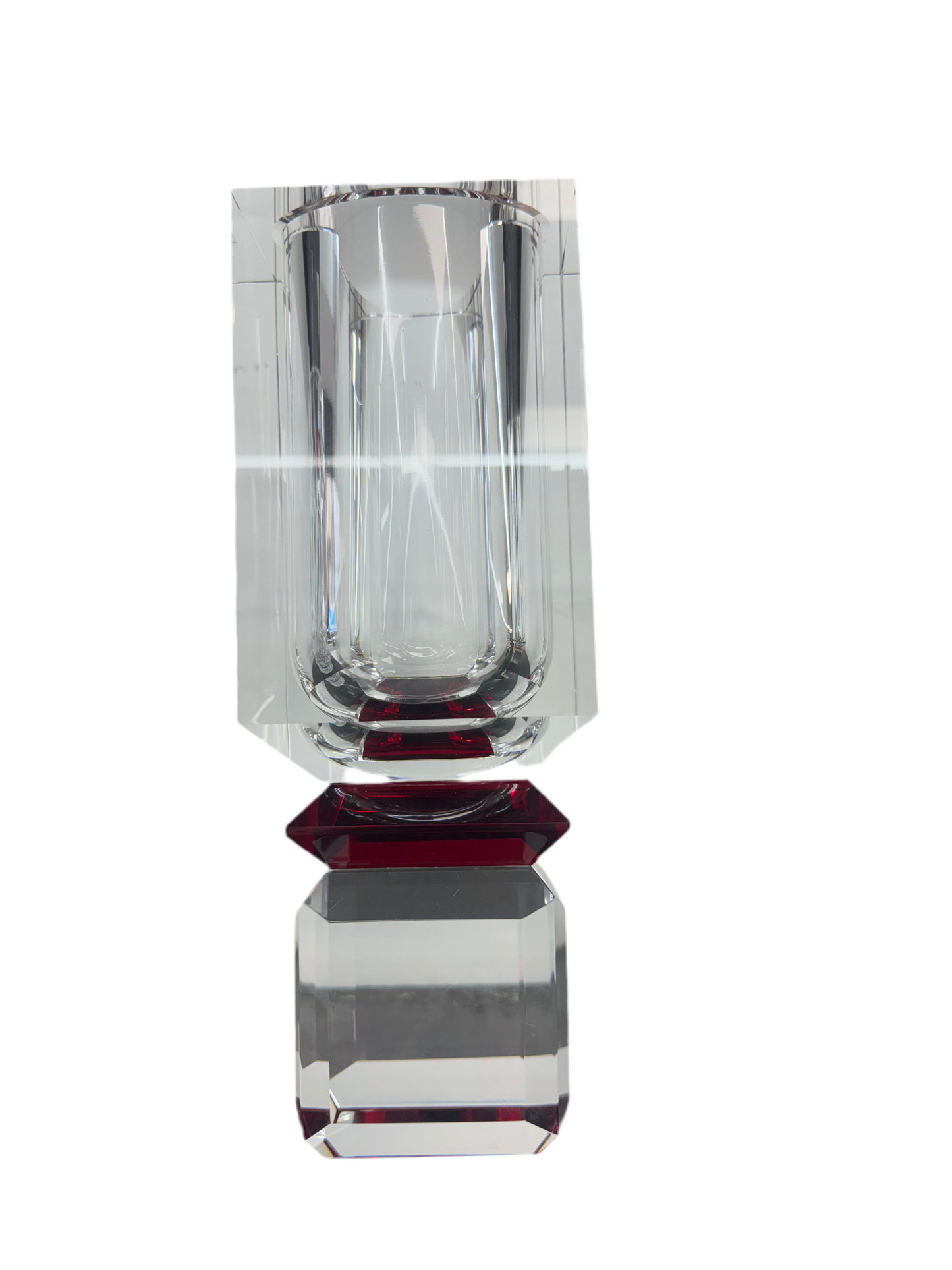Crystal Glass Vase Red Base