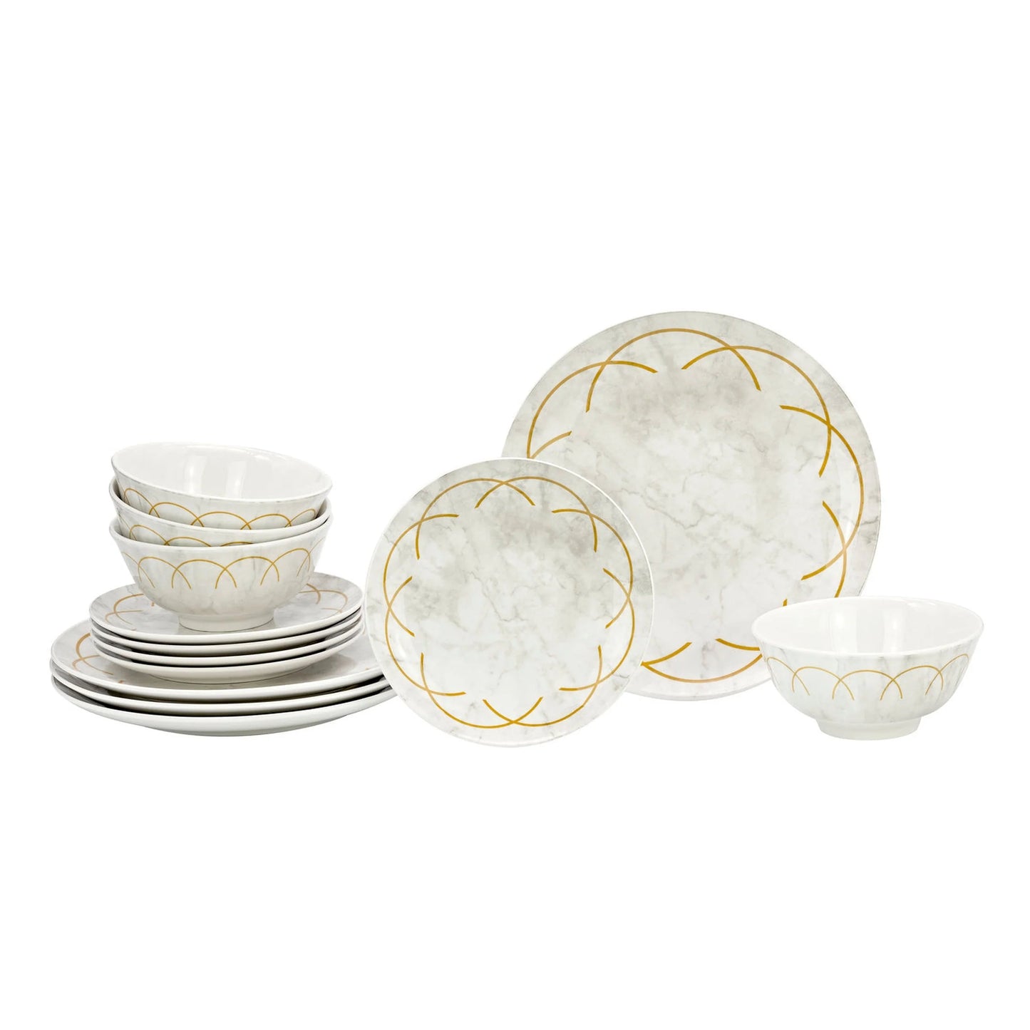 Rotolo Porcelain 12 Piece Dinnerware Set, Service for 4
