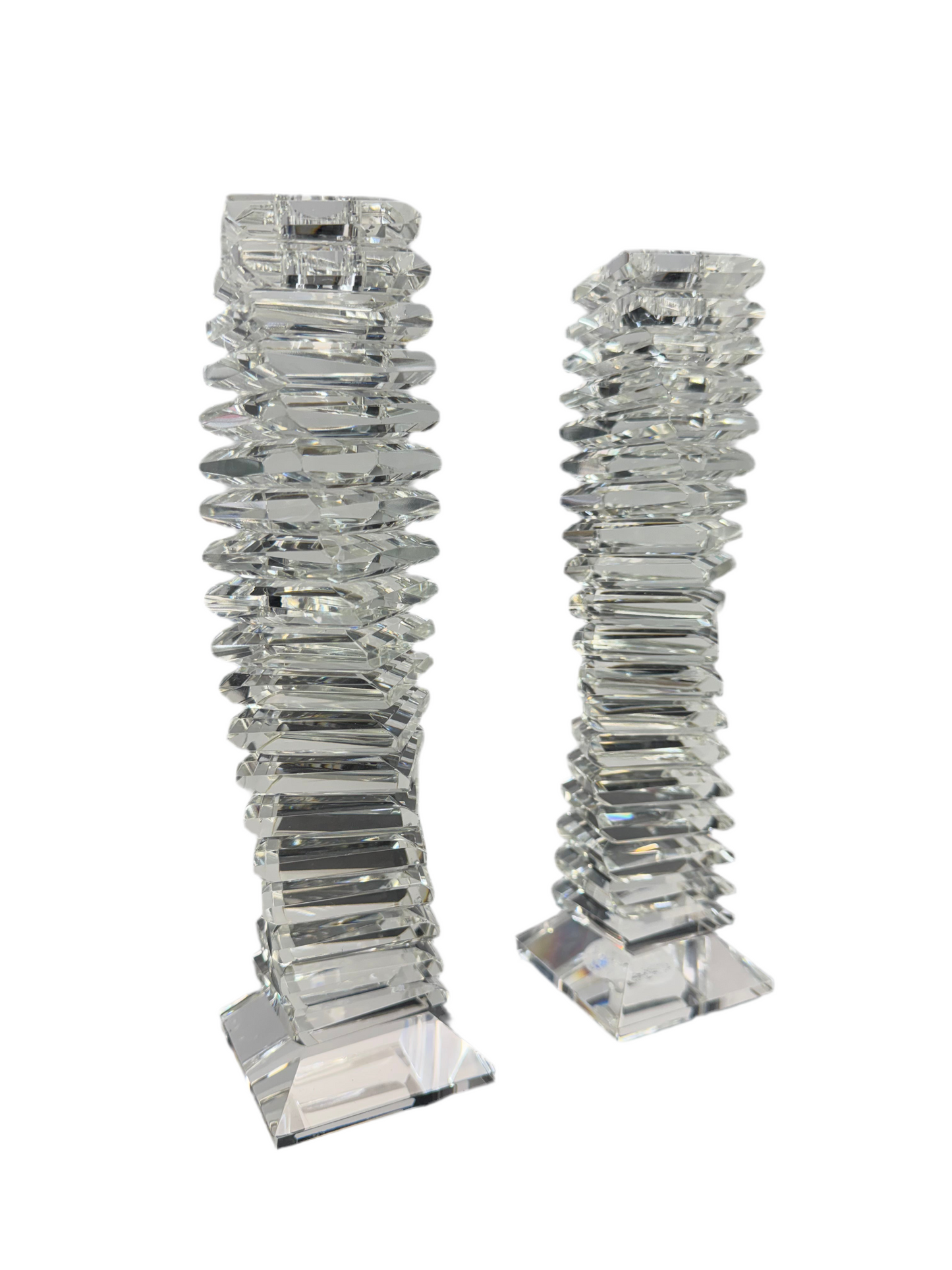 Twisted Stack - Crystal Candlesticks Set Of 2