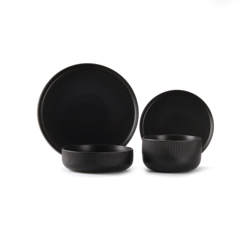 Vikko - Whisper, Black, 16 Pc Dinnerware Set, Service for 4