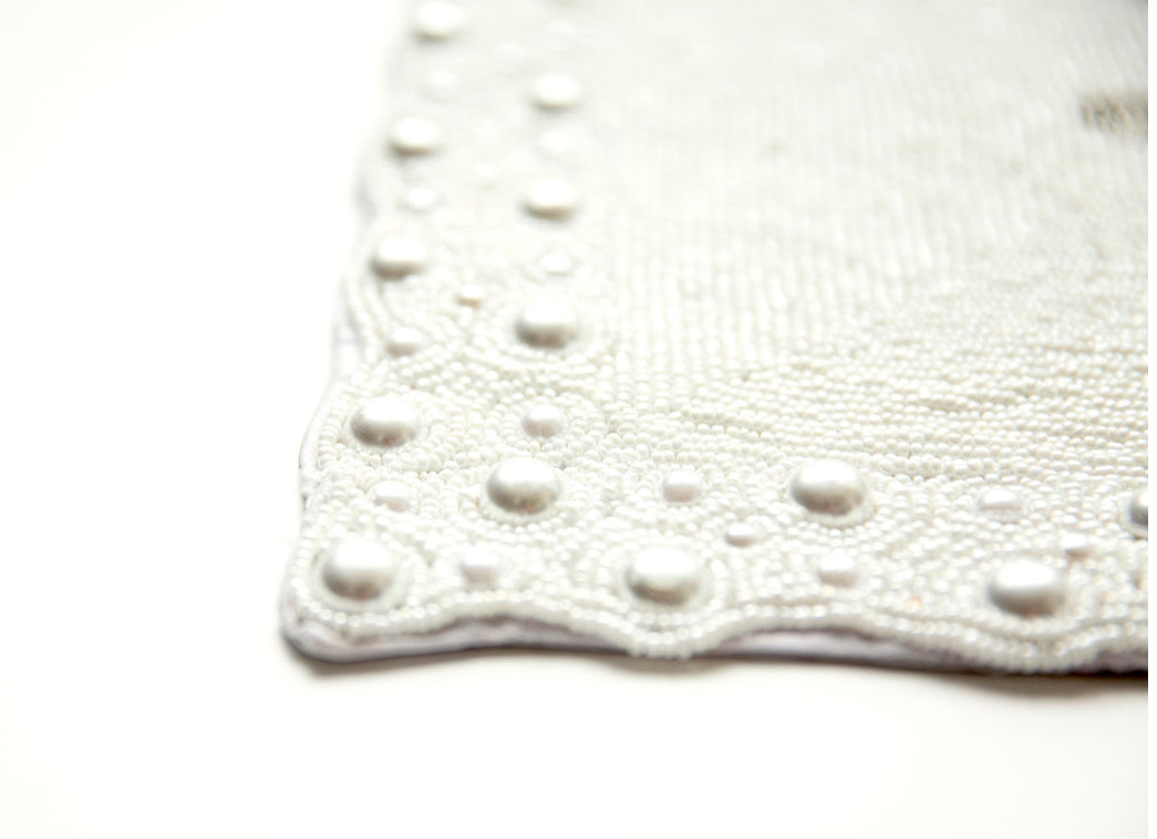 Beaded Challa Cover- Pearl