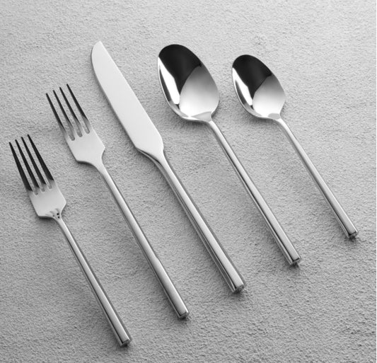Vikko - Hexagon, Shiny Silver, 20 Pc Flatware Set