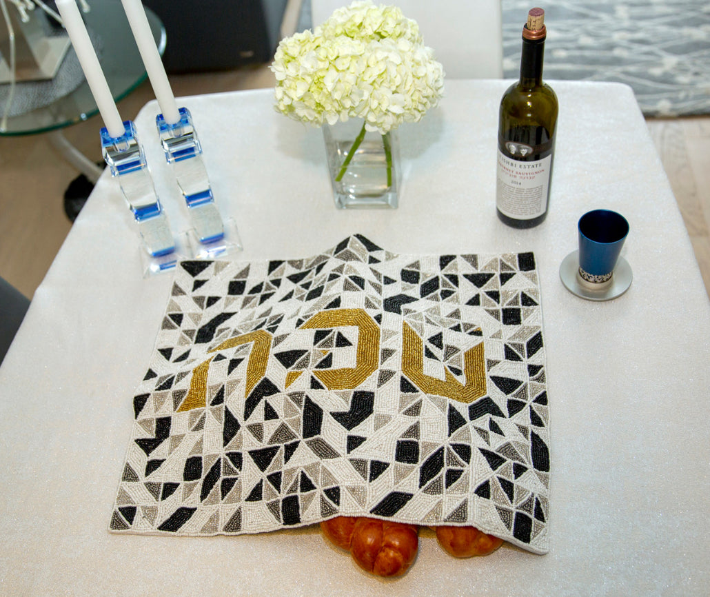 Beaded Challa Cover- Geometric Puzzle