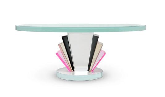 Crystal Cake Stand With Tri - Colored Base