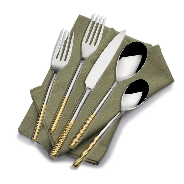 Ummi Gold Accent, 20pc 18/10 Stainless Steel Flatware Set