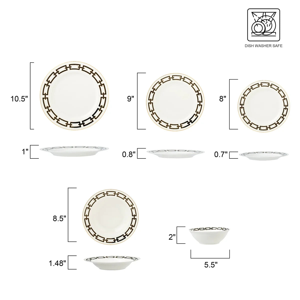 Abbey Black 20 Piece Dinnerware Set