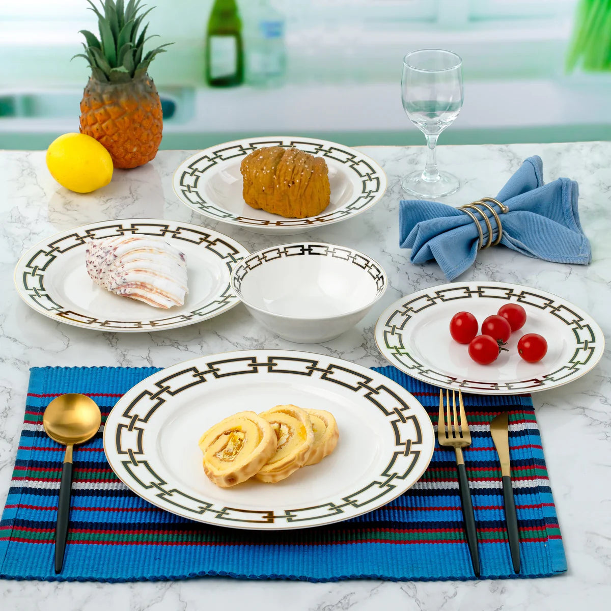 Abbey Black 20 Piece Dinnerware Set