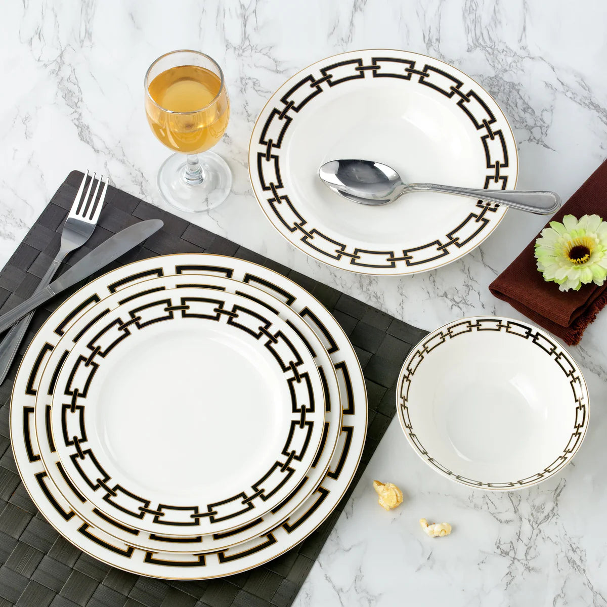 Abbey Black 20 Piece Dinnerware Set