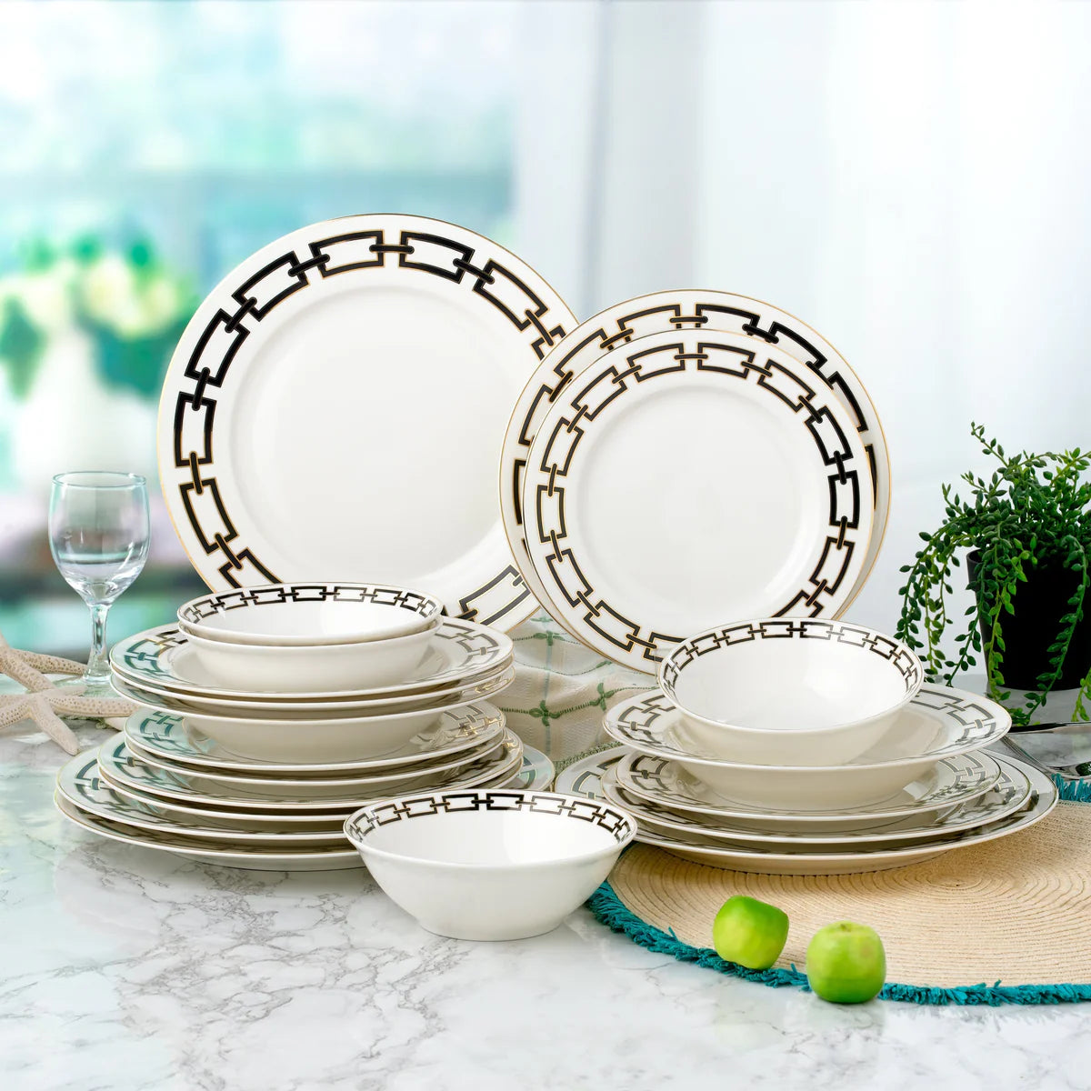 Abbey Black 20 Piece Dinnerware Set