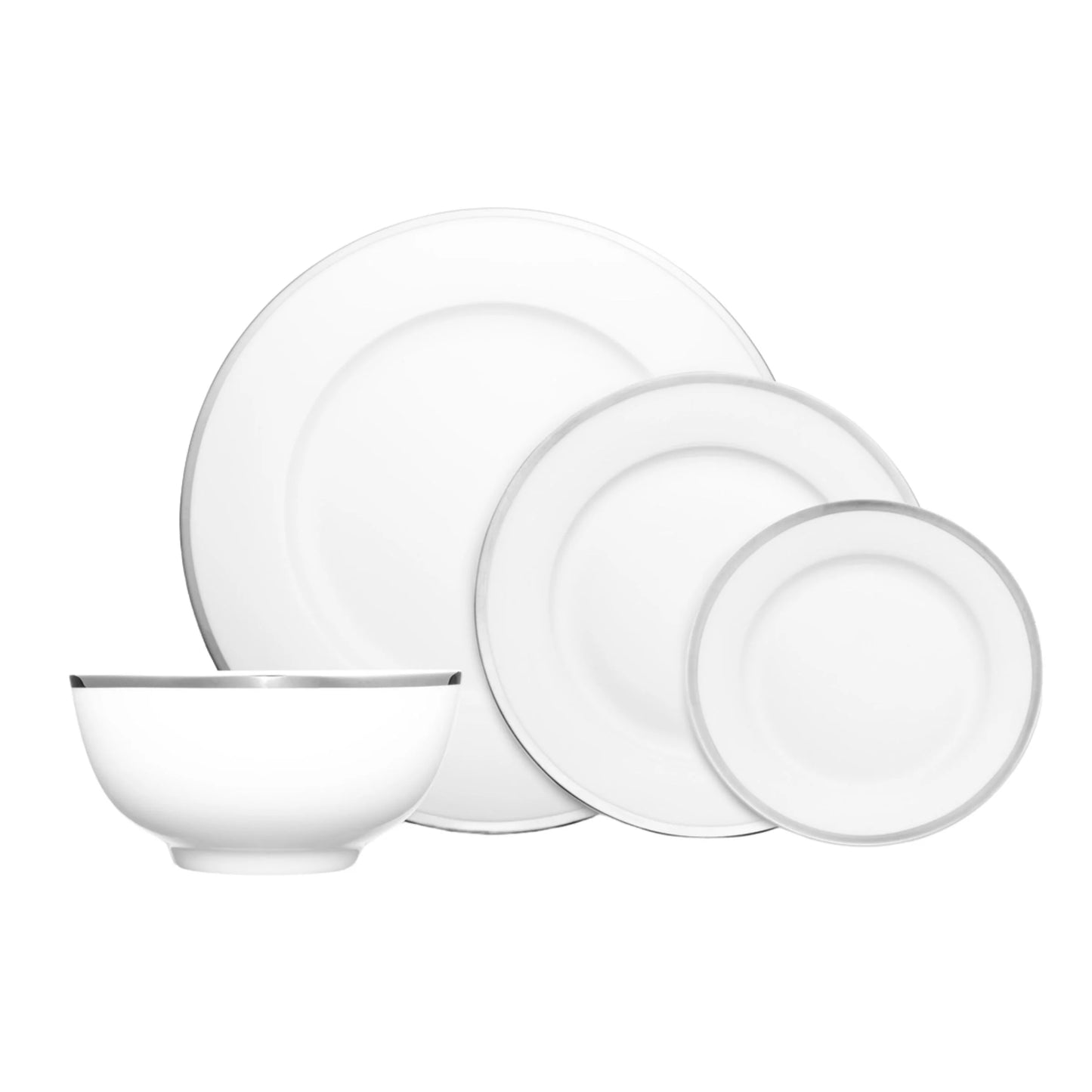 Nola Bone China Platinum Rim 16 Piece Dinnerware Set, Service for 4