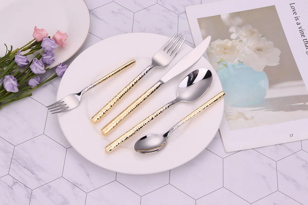 Pexo Two Tone Ombre Gold 20pc Flatware set