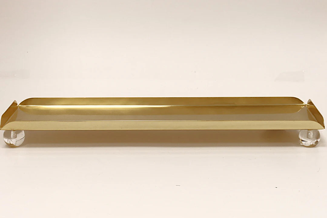 Gold 3 Bowl Relish Dish on Tray with Ball Legs - 14.8"L