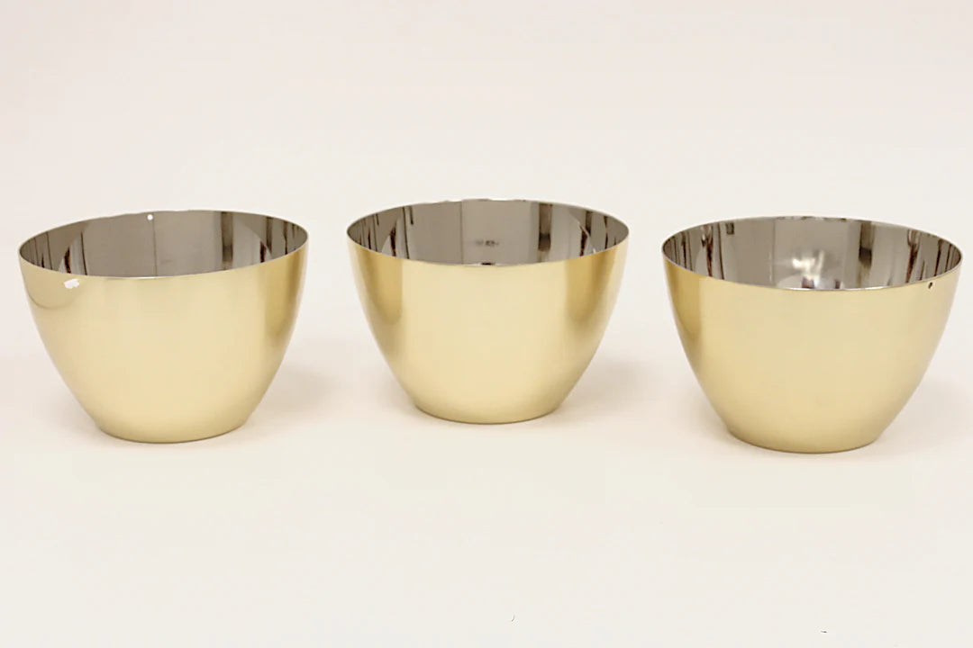 Gold 3 Bowl Relish Dish on Tray with Ball Legs - 14.8"L