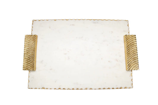 16" Marble Challah Tray with Silver Decorative